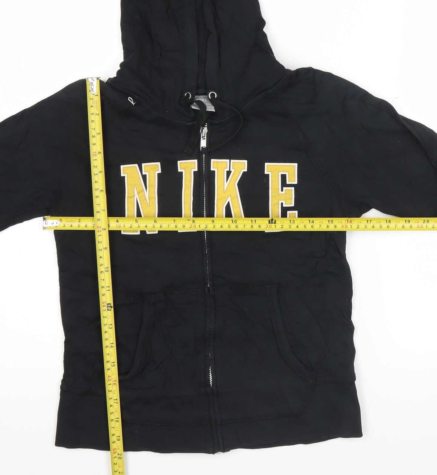 Nike Women Black Full Zip Hoodie Size L Cotton Sportswear