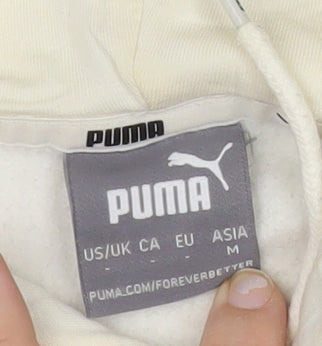 Puma Womens Ivory Pullover Hoodie Sweatshirt Size M Logo Tape Casual