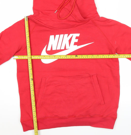 Nike Womens Red Pullover Hoodie Size 12 Logo Sportswear