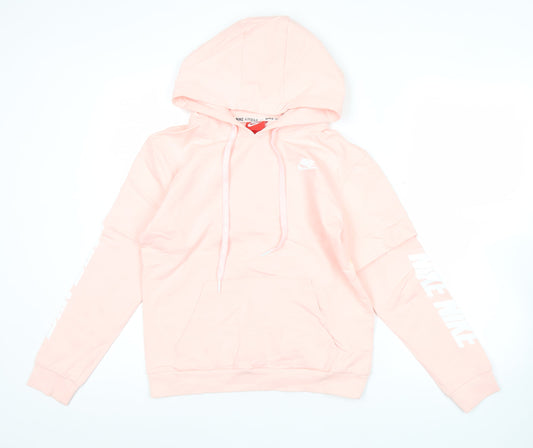 Nike Women Pink XL Pullover Hoodie Cotton Logo Sportswear