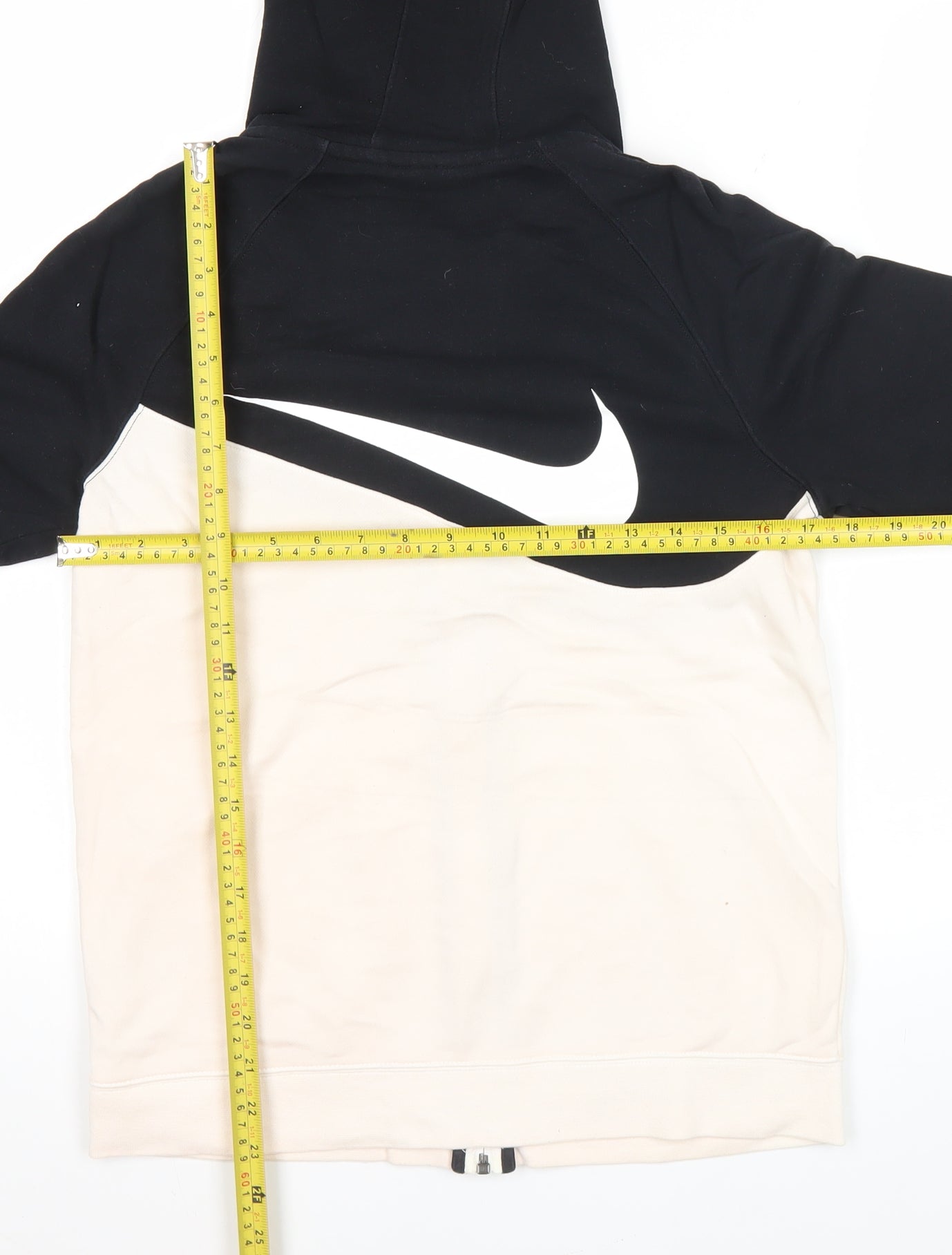 Nike Womens XL Black Beige Full Zip Hoodie Sweatshirt Casual Sportswear