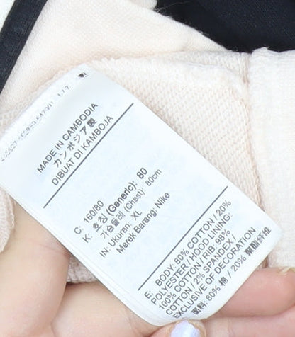 Nike Womens XL Black Beige Full Zip Hoodie Sweatshirt Casual Sportswear