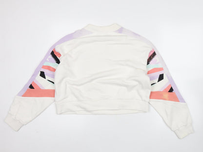 Fila Womens White Sweatshirt Size 8 Logo Pullover Crew Neck