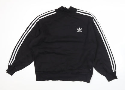 Adidas Womens Black Sweatshirt UK 14 Crew Neck Long Sleeve Logo