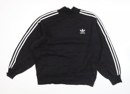 Adidas Womens Black Sweatshirt UK 14 Crew Neck Long Sleeve Logo