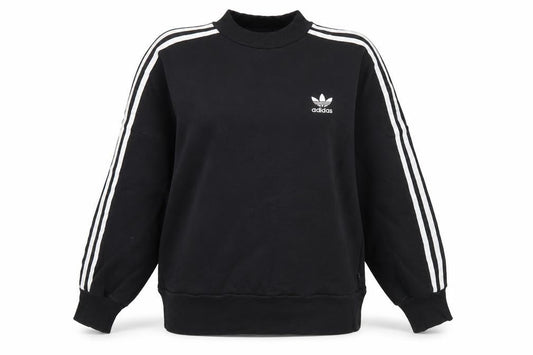 Front view of Adidas women’s black sweatshirt uk 14 crew neck long sleeve logo