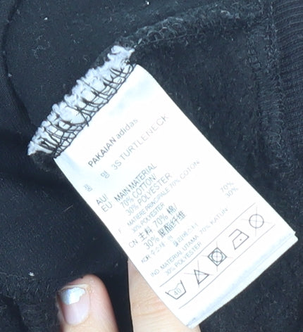 Adidas Womens Black Sweatshirt UK 14 Crew Neck Long Sleeve Logo