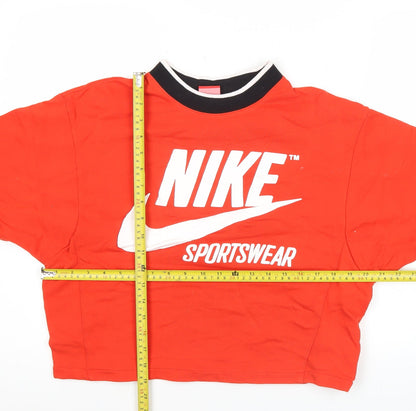 Nike Womens Red Graphic Logo Pullover Sweatshirt M Sportswear