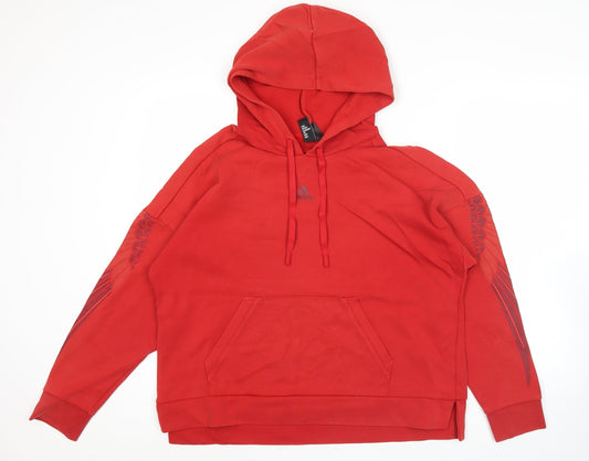Adidas Women’s Red Pullover Hoodie Size 14 Relaxed Fit Logo Graphic
