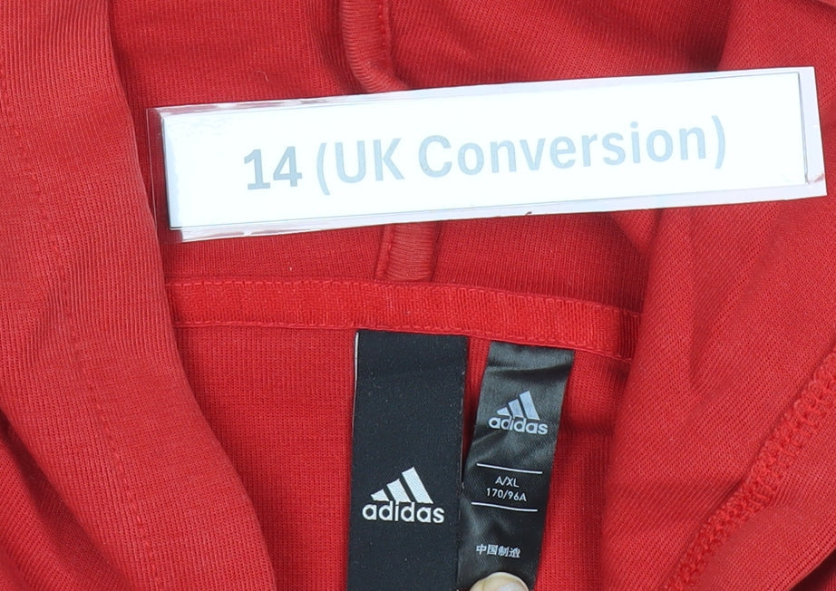 Adidas Women’s Red Pullover Hoodie Size 14 Relaxed Fit Logo Graphic