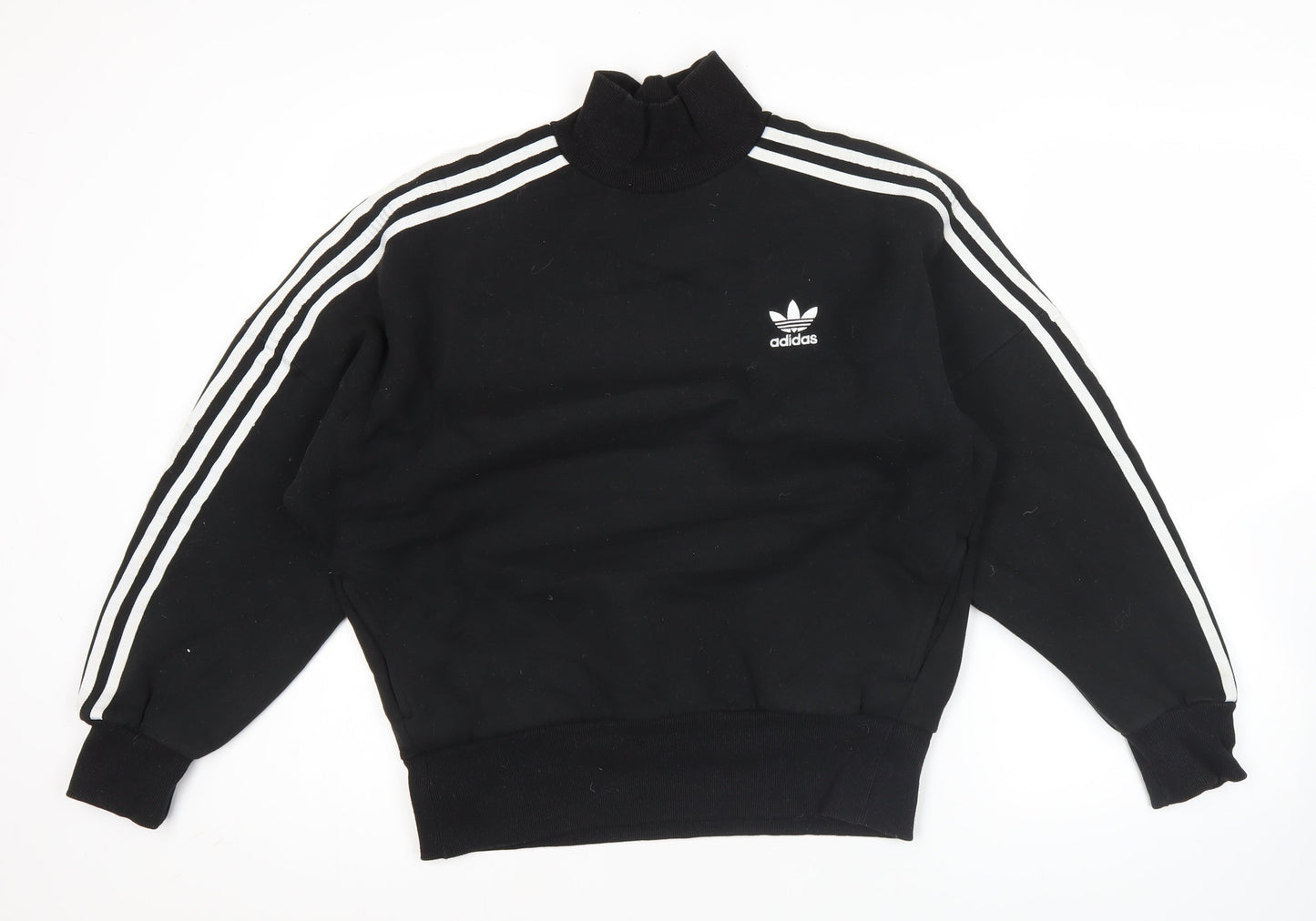 Adidas Women’s Black Small Mock Neck Sweatshirt Pullover Logo Long Sleeve