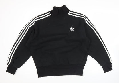 Adidas Women’s Black Small Mock Neck Sweatshirt Pullover Logo Long Sleeve