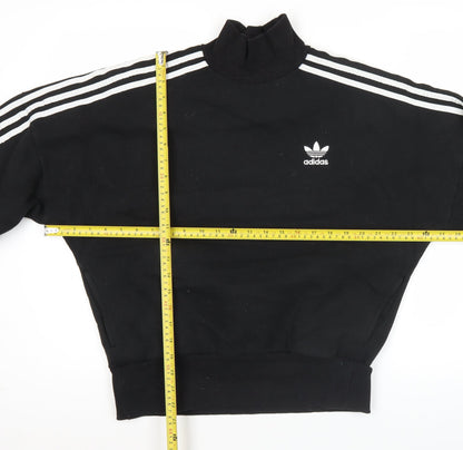 Adidas Women’s Black Small Mock Neck Sweatshirt Pullover Logo Long Sleeve
