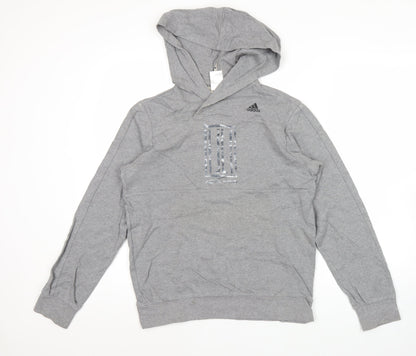Adidas Women’s Grey Pullover Hoodie Size 12 Cotton Casual Sportswear