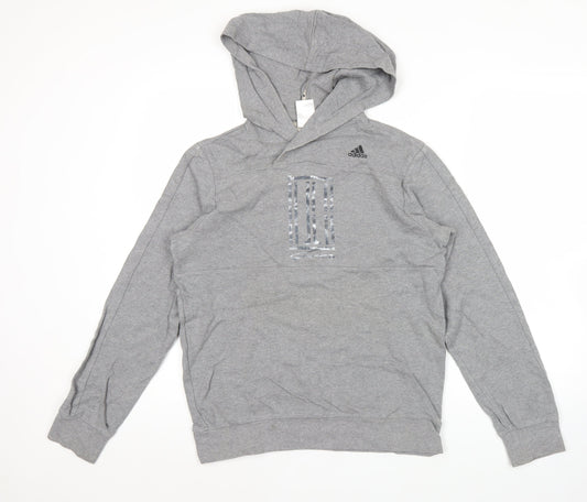 Adidas Women’s Grey Pullover Hoodie Size 12 Cotton Casual Sportswear
