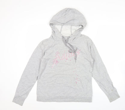 Adidas Womens Grey Hoodie Size 10 Pullover Long Sleeve Logo