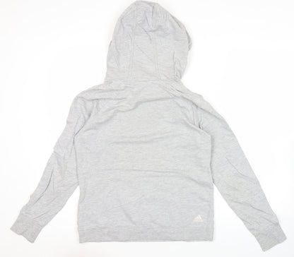 Adidas Womens Grey Hoodie Size 10 Pullover Long Sleeve Logo