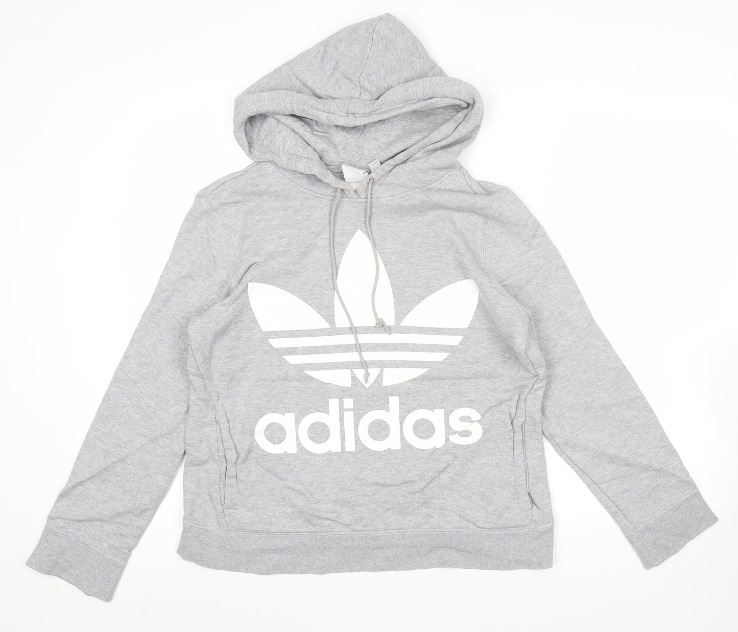 Adidas Womens Grey Trefoil Hoodie Pullover Size 8 UK Logo Sportswear