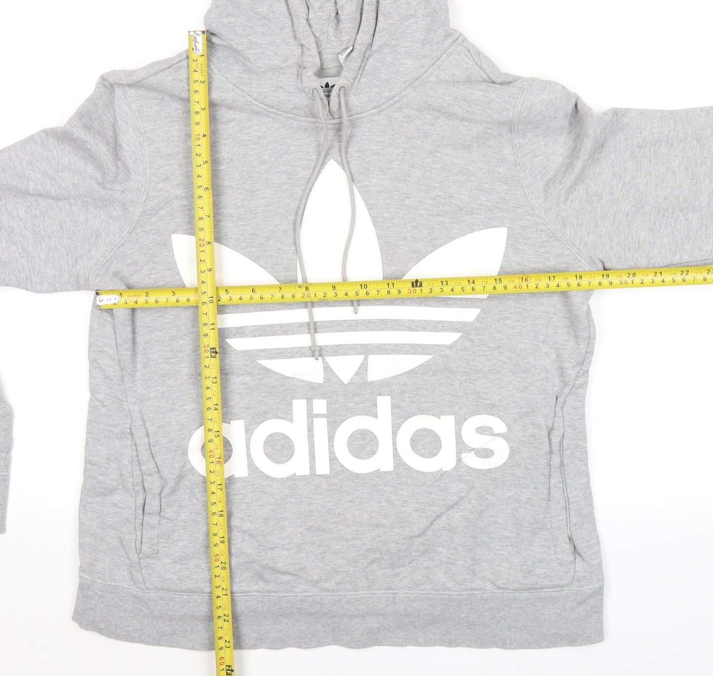 Adidas Womens Grey Trefoil Hoodie Pullover Size 8 UK Logo Sportswear