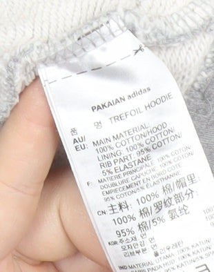 Adidas Womens Grey Trefoil Hoodie Pullover Size 8 UK Logo Sportswear