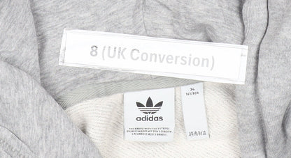 Adidas Womens Grey Trefoil Hoodie Pullover Size 8 UK Logo Sportswear