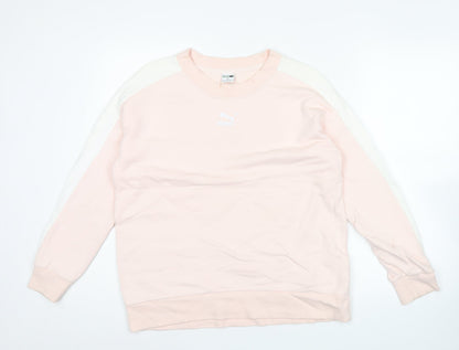Puma Women’s Pink Logo Sweatshirt Size 10 Raglan Sleeve Crew Neck