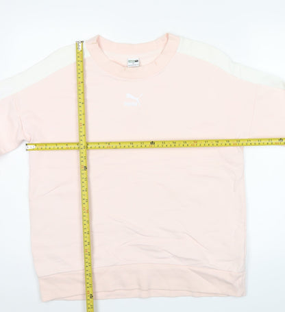 Puma Women’s Pink Logo Sweatshirt Size 10 Raglan Sleeve Crew Neck