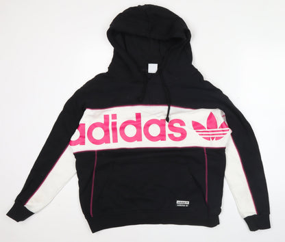 Adidas Womens Black & White Hoodie Size 8 Pullover Cotton