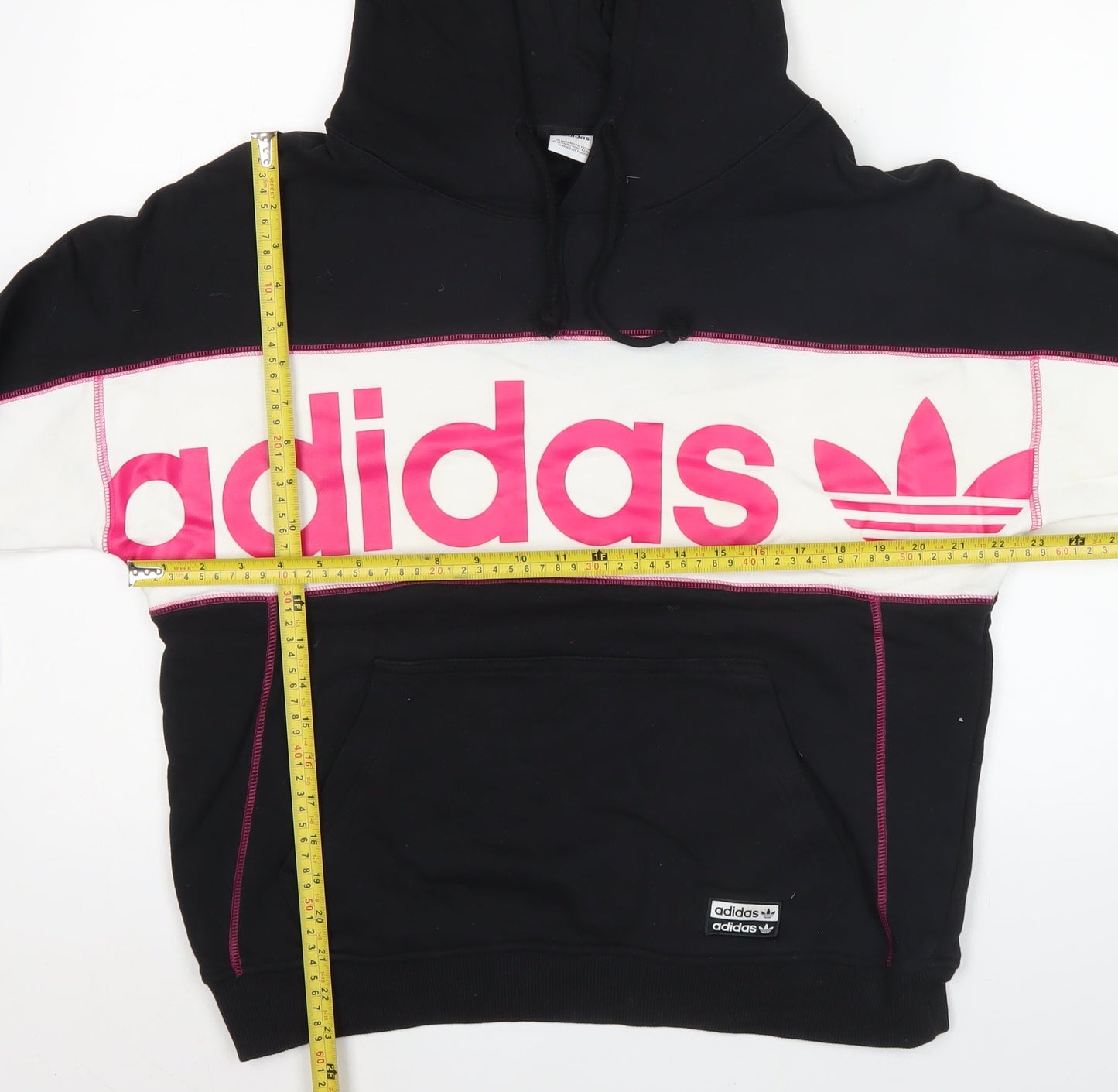 Adidas Womens Black & White Hoodie Size 8 Pullover Cotton