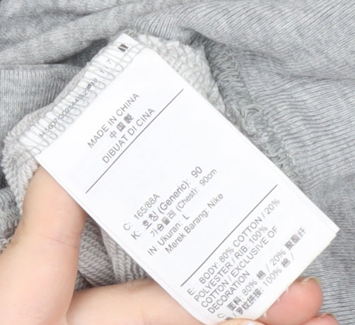 Nike Womens Grey Lace Up Hoodie Size L Long Sleeve Pullover