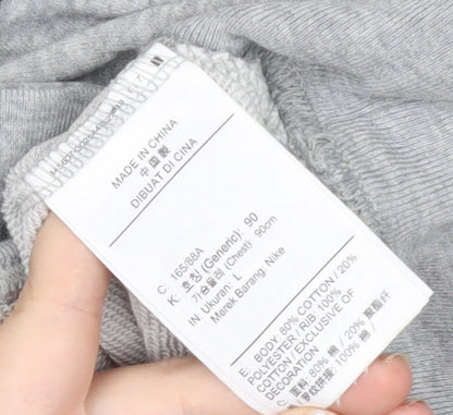 Nike Womens Grey Lace Up Hoodie Size L Long Sleeve Pullover