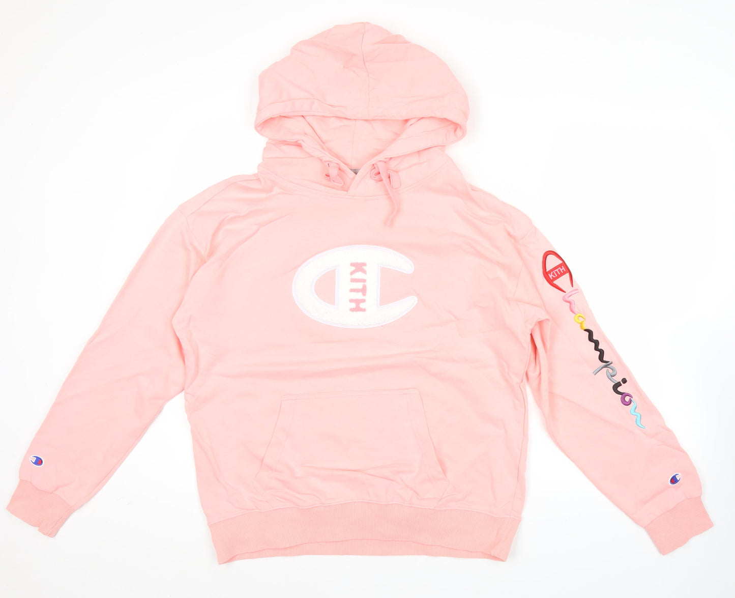 Champion x Kith Women's Pink Hoodie Medium Pullover Logo Cotton