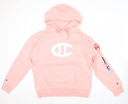 Champion x Kith Women's Pink Hoodie Medium Pullover Logo Cotton