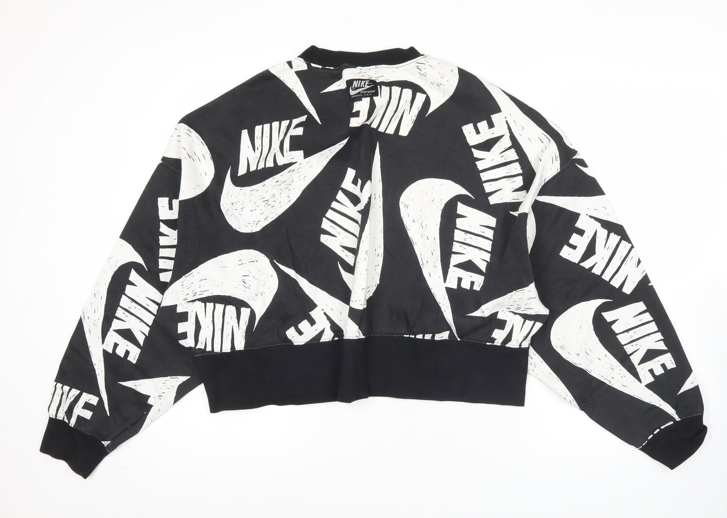 Nike Women’s Black Logo Print Sweatshirt L Oversized Pullover