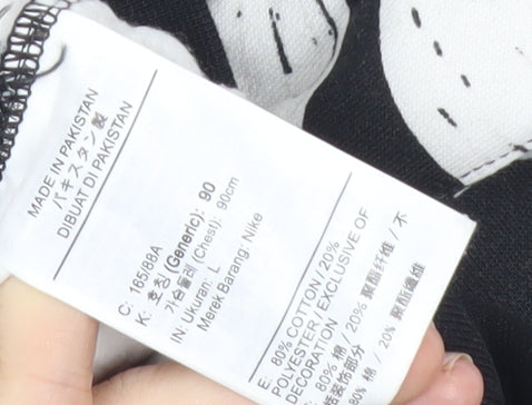 Nike Women’s Black Logo Print Sweatshirt L Oversized Pullover