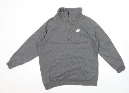 Nike Womens Grey Medium 1/2 Zip Sweatshirt Hoodie Cotton Blend