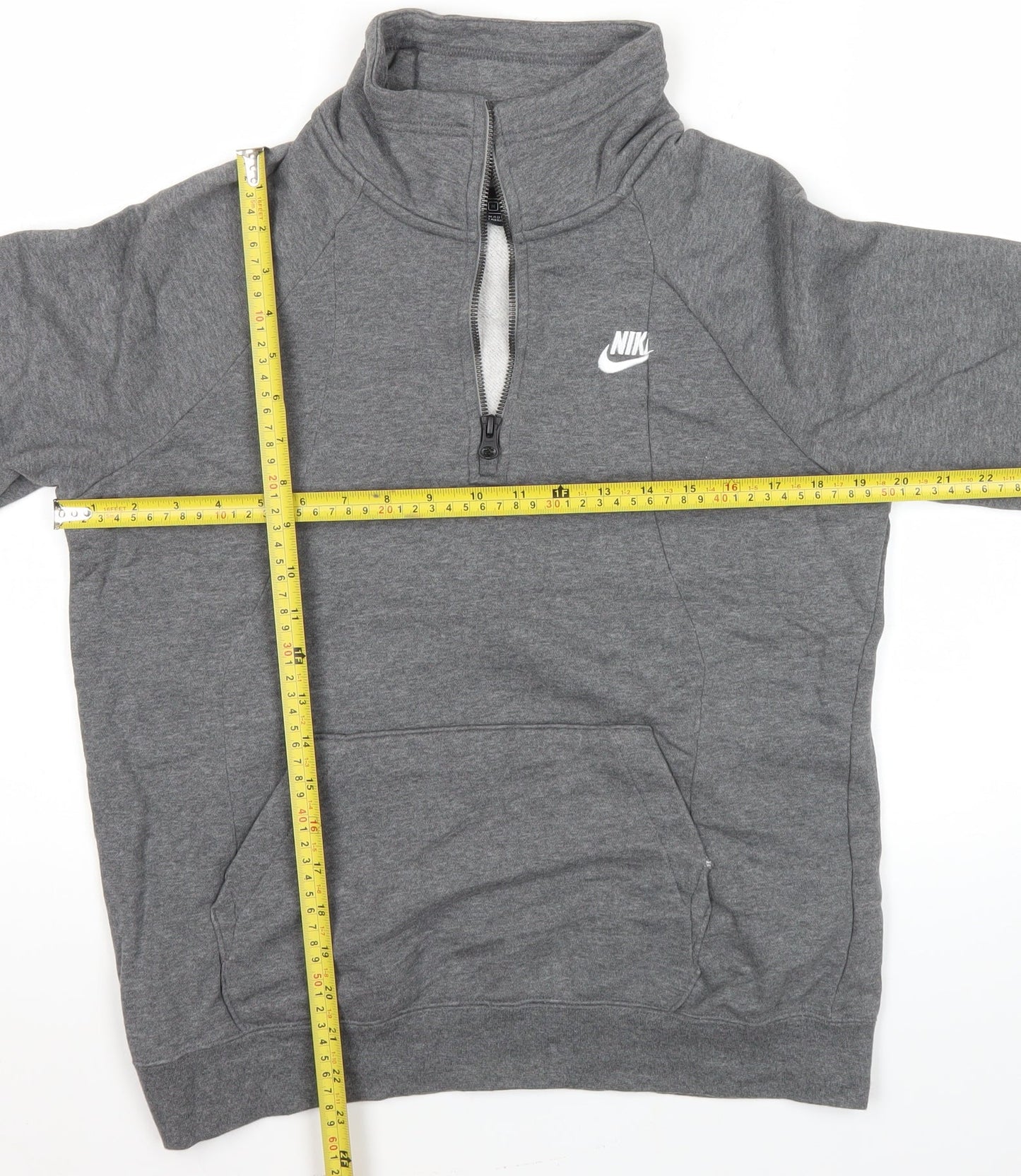 Nike Womens Grey Medium 1/2 Zip Sweatshirt Hoodie Cotton Blend