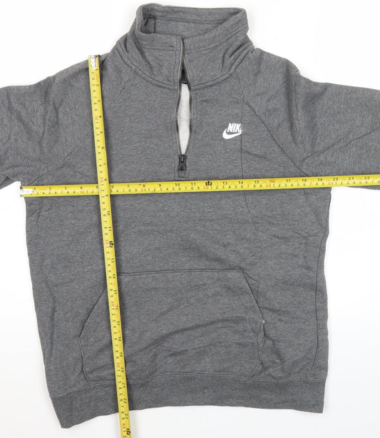 Nike Womens Grey Medium 1/2 Zip Sweatshirt Hoodie Cotton Blend