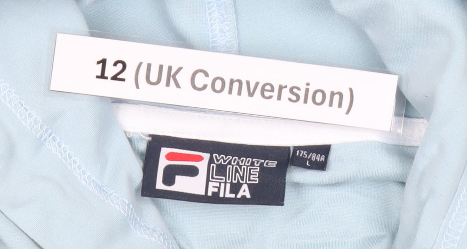 Fila Women’s Blue Pullover Hoodie UK 12 Long Sleeve White Line Logo