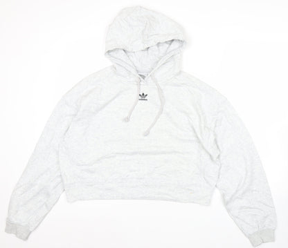 Adidas Women’s Grey Pullover Hoodie Size 10 UK Relaxed Fit Logo
