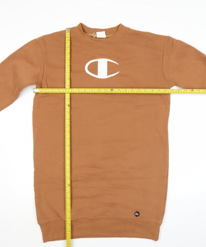 Champion Women's Brown XS Pullover Sweatshirt Dress Logo Long Sleeve