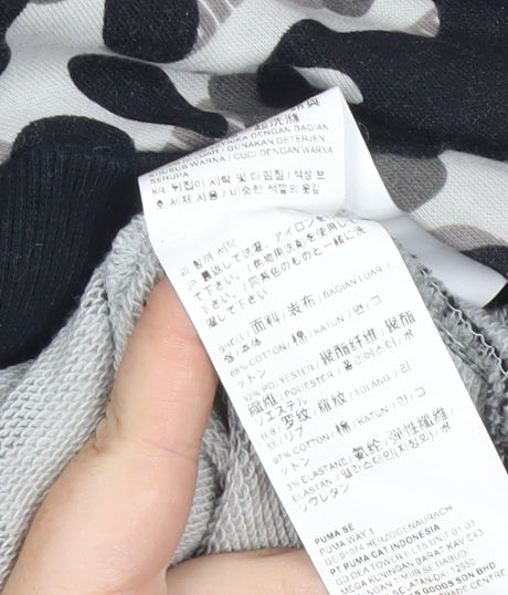 Puma Unisex Camo Logo Sweatshirt Grey Black Medium Pullover Crew Neck