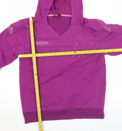 Kappa Womens Purple Pullover Hoodie XL V-Neck Logo Sportswear