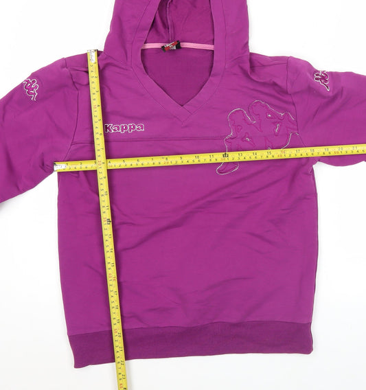 Kappa Womens Purple Pullover Hoodie XL V-Neck Logo Sportswear