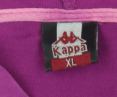 Kappa Womens Purple Pullover Hoodie XL V-Neck Logo Sportswear