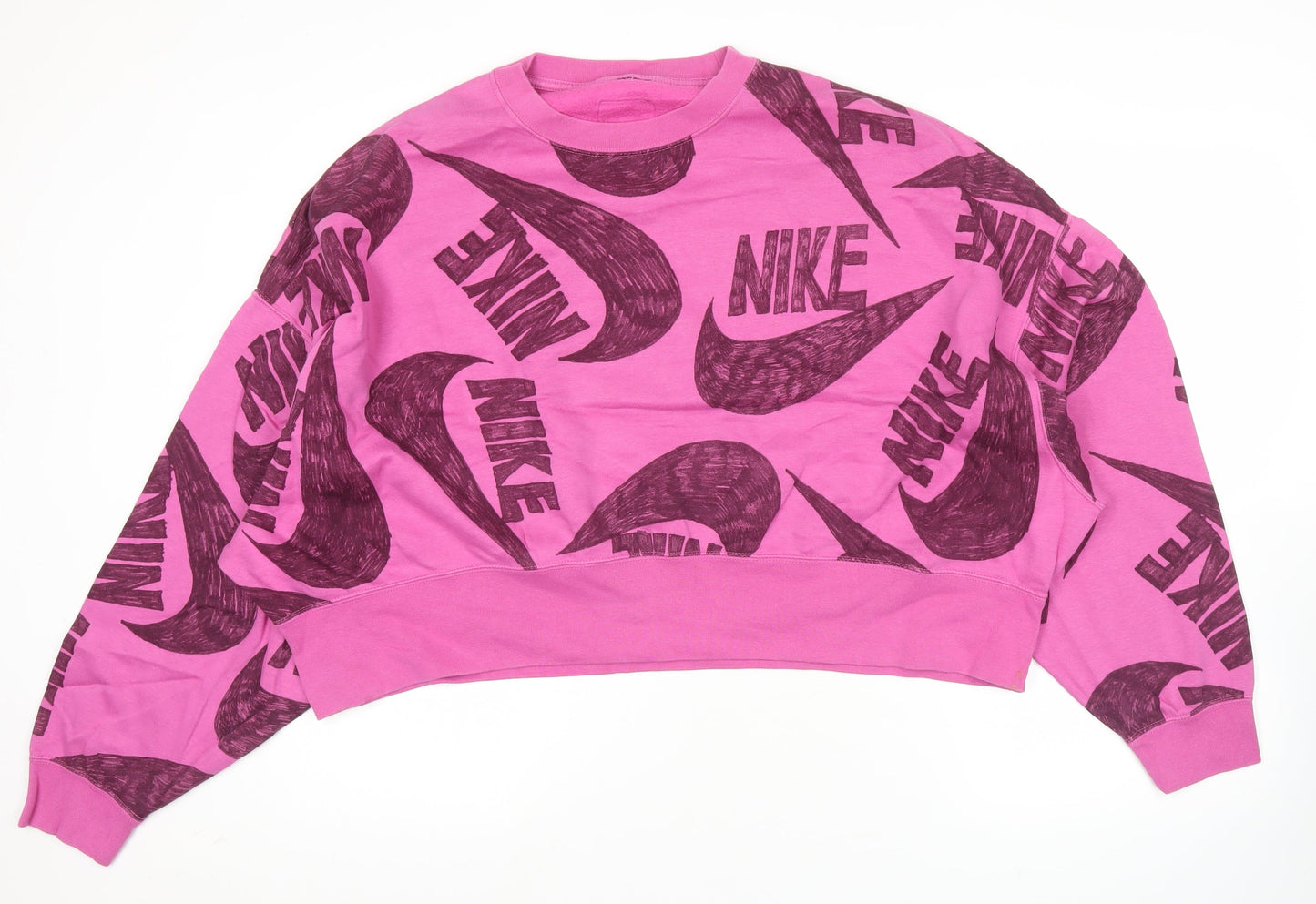 Nike Womens Pink Size 12 Pullover Sweatshirt Logo Graphic
