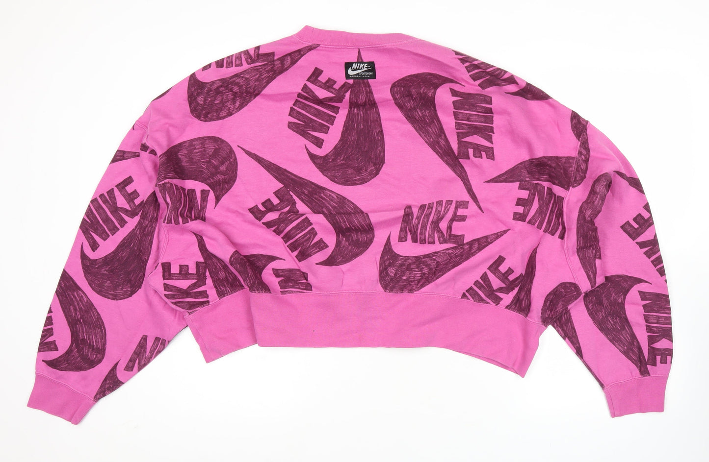 Nike Womens Pink Size 12 Pullover Sweatshirt Logo Graphic