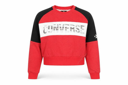 Converse Women Red Black White Pullover Sweatshirt Size M Crew Neck Logo