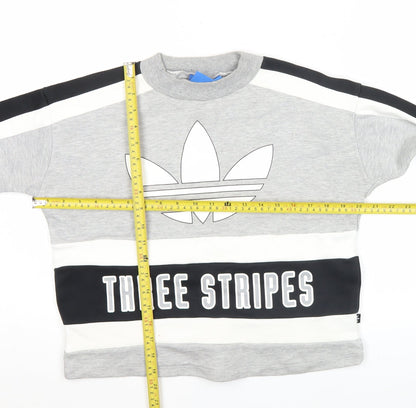 Adidas Womens Grey Black White Logo Sweatshirt Size 12
