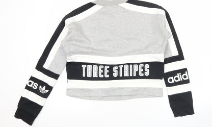 Adidas Womens Grey Black White Logo Sweatshirt Size 12